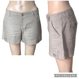Banana Republic Womens Shorts Linen Relaxed Fit Wide Leg Summer Tan Size 2